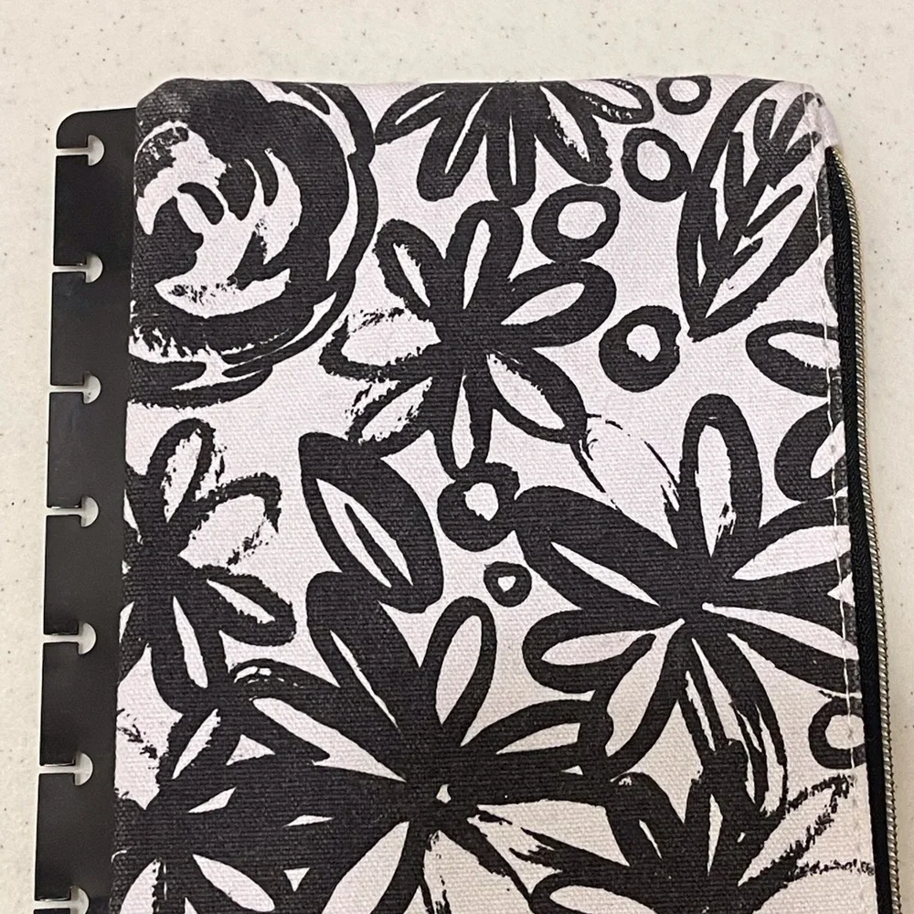 Create 365 Black Floral Canvas Pencil Case Insert ~ Fits Discbound Systems